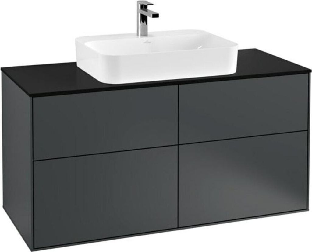 Villeroy & Boch Finion Waschtischunterschrank, 4 Auszüge, 1200x603x501mm, Glass Black Matt, F38200HG