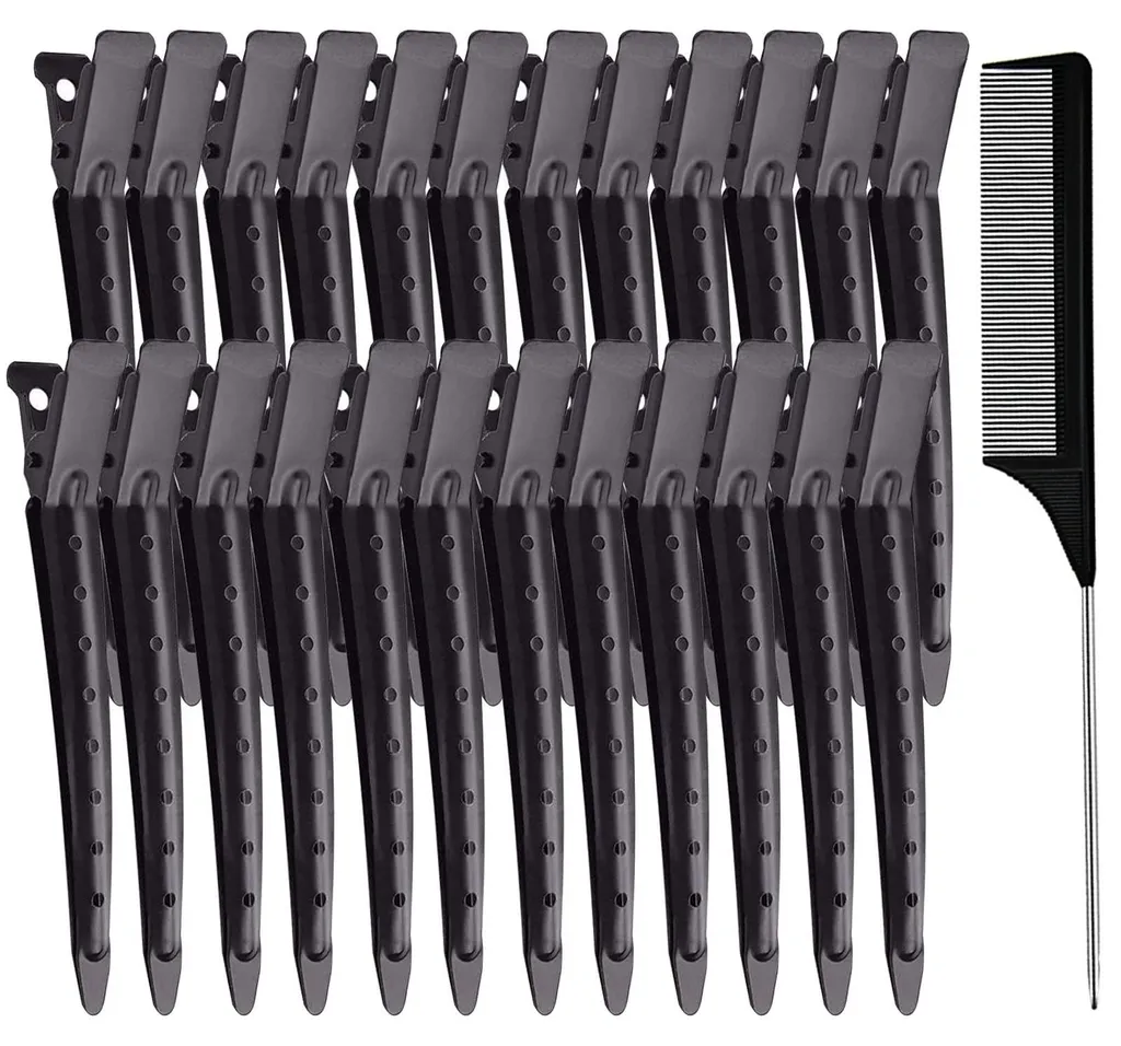Barrettes Cheveux Professionnelles Lot de 24 Pinces Bec de Canard Noires