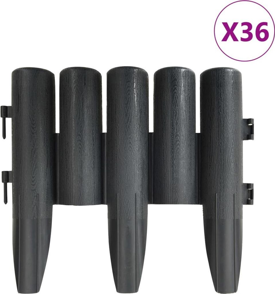 vidaXL Obruba trávnika 36 ks Antracit 10 m PP Obrázok produktu 