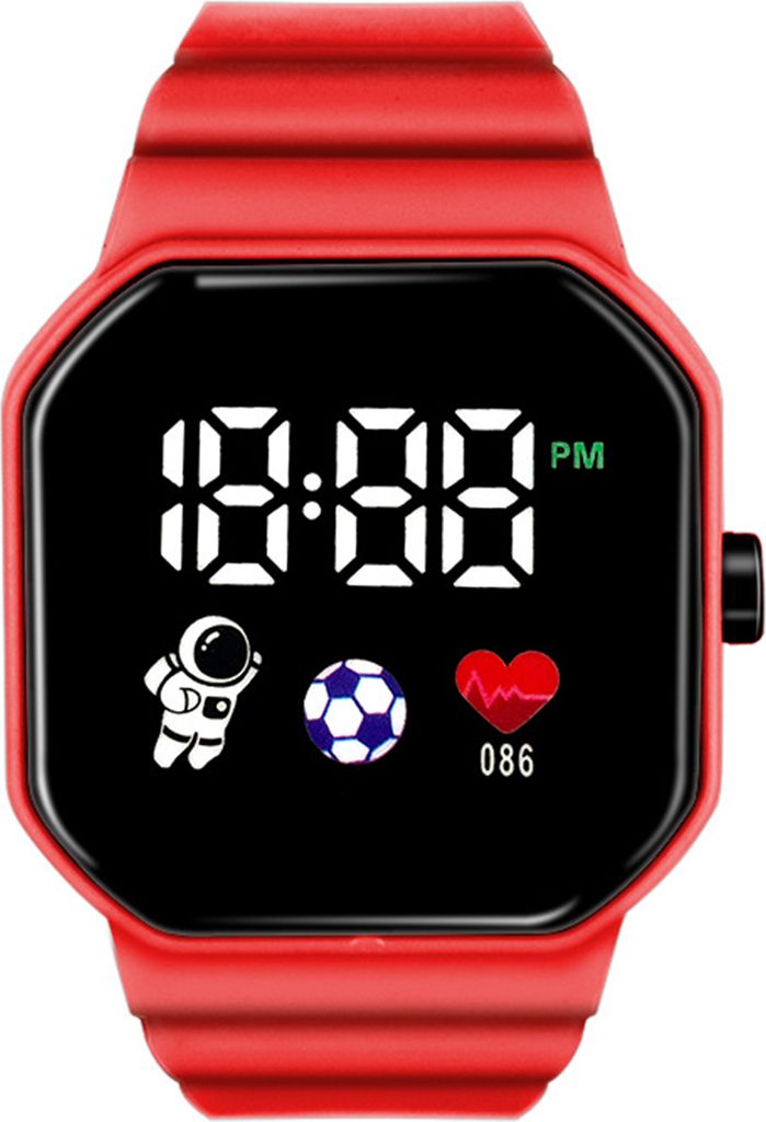 LED-Uhr für Schüler, quadratisches Zifferblatt, lesbar, hohe Genauigkeit, Knopftyp, verstellbares Handgelenk, Silikonarmband, Uni, leichte Kinder...