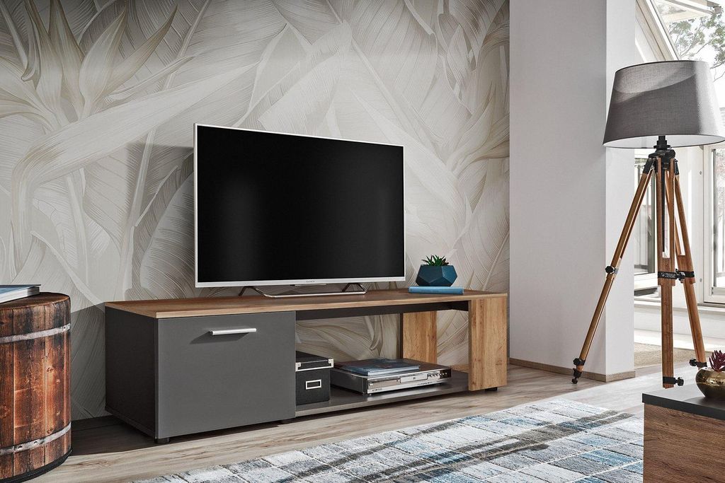 TV stolek BASILIE - černý / dub wotan Obrázek produktu 