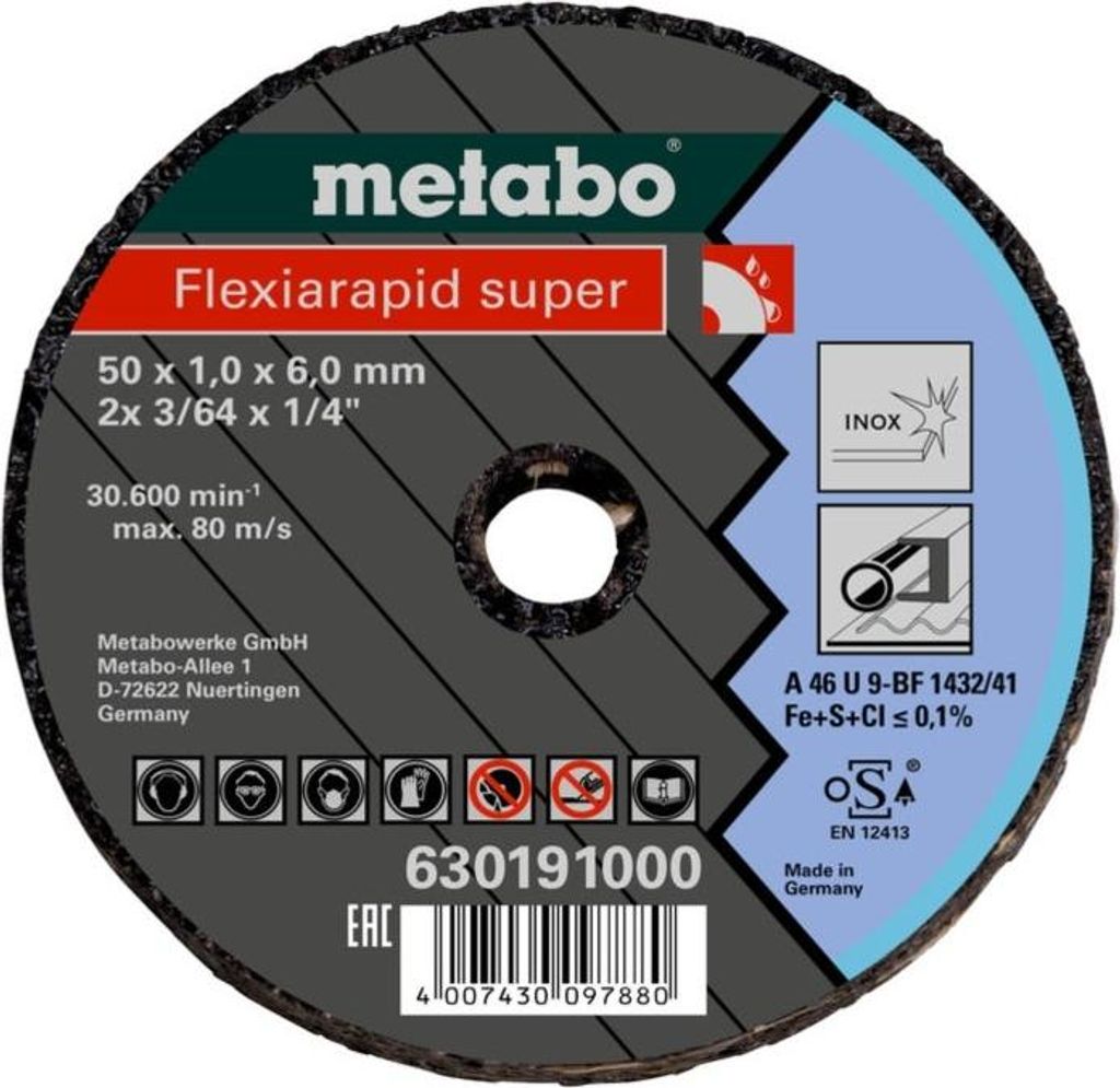 Metabo Kleintrennscheibe Flexiarapid Super 50x1,0x6,0 Inox