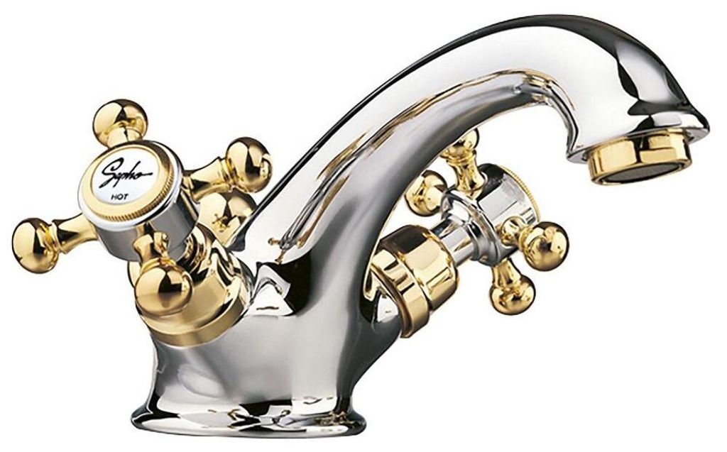 ANTEA Waschtischarmatur mit Ablaufgarnitur, 65mm Chrom/gold Produktbild 