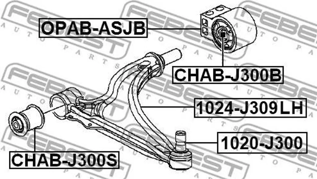 Bras de suspension FEBEST 1024-J309LH stop aux bruits de train avant