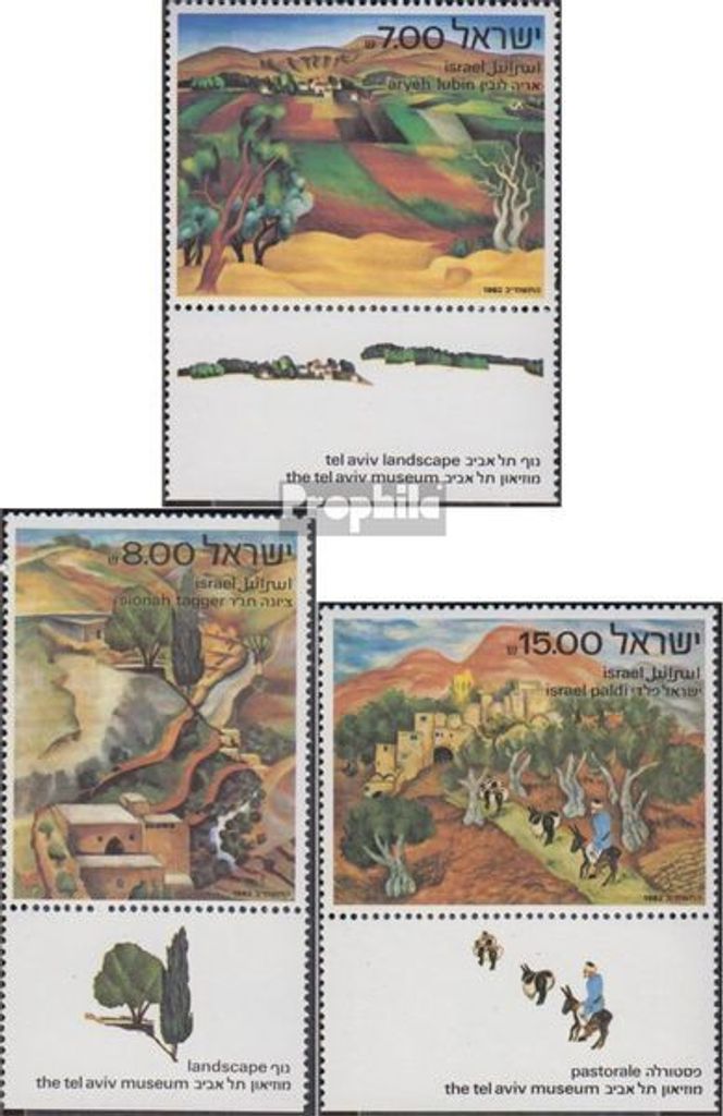 Briefmarken Israel 1982 Mi 881-883 mit Tab (kompl.Ausg.) gestempelt Landschaftsgemälde