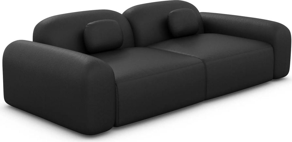 Kunstleder 2-Sitzer Couch Nuvia Schwarz