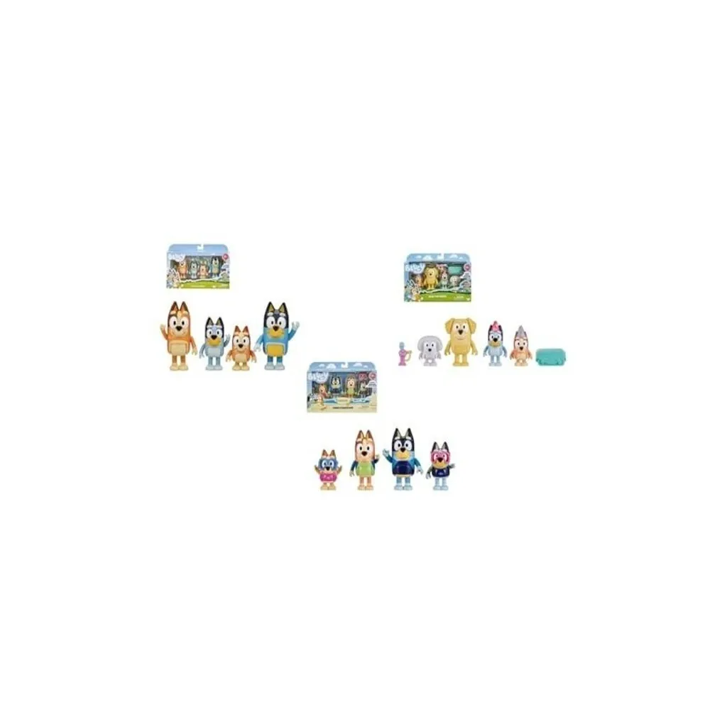 Pack Bluey 4 figurines de 6 cm articulées avec accessoires de jeu FAMOSA