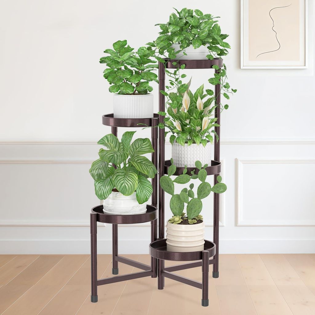 5-stufiger Pflanzenständer aus Metall, Blumentopfständer, mehrstufiges Pflanzenregal, Blumenregal, Pflanzenleiter für Ecke, Wohnzimmer, Balkon, ...