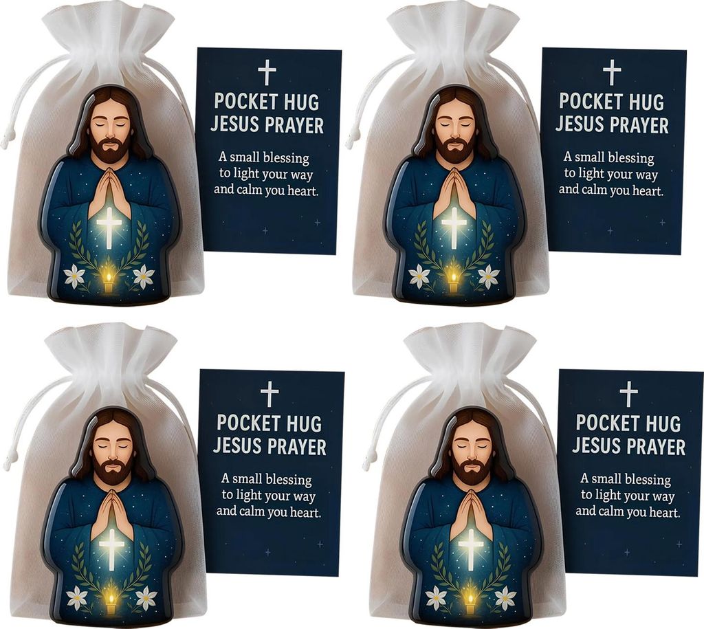 Jesus-Geschenk für die Hosentasche: Segensfigur mit Karte, christliches Erinnerungsstück, religiöses Ornament für christliche Geschenke