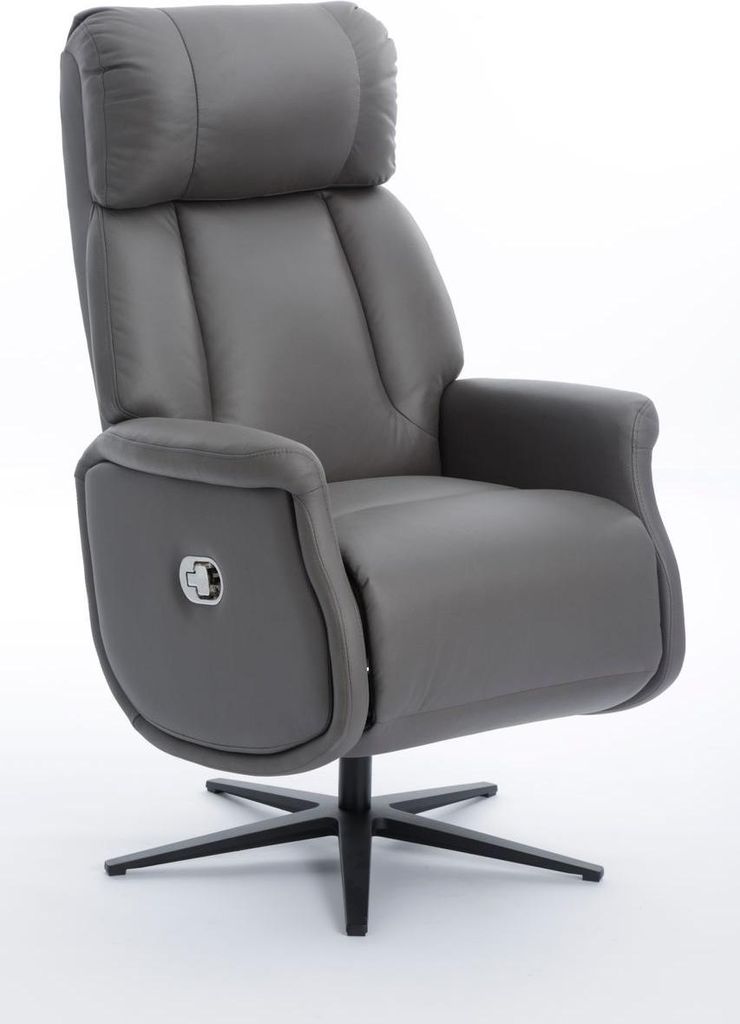HappyHome Relaxsessel mit Liegefunktion Lederoptik & schwarze Füße ca. 75 x 83 x 115 cm - Dunkelgrau