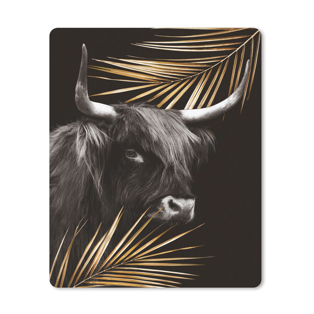 MuchoWow Mauspad Mousepad Schottischer Highlander - Gold - Farn 30x40 cm - Mousepads - Maus Mat - Pad - Mausunterlage - Mausmatten