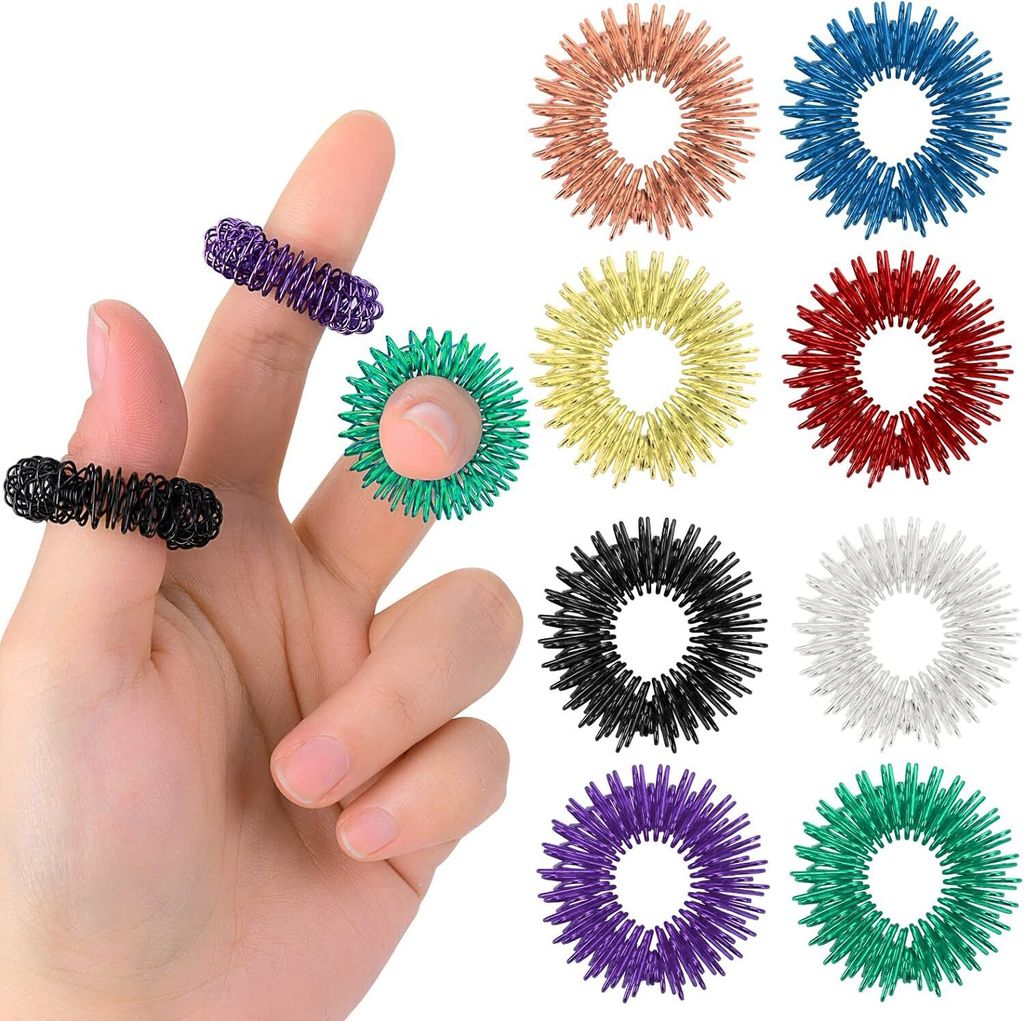 Akupressur Ring Set, Massageringe für Finger Akupressurring, Massage Ring für Stress Reduzierstück und Förderung der Durchblutung, Fingermassag...