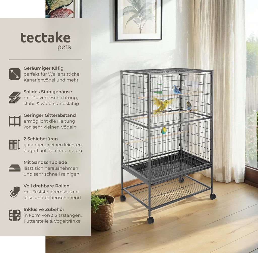 Klietka pre vtáky vysoká 131 cm - antracitová Obrázok produktu 6