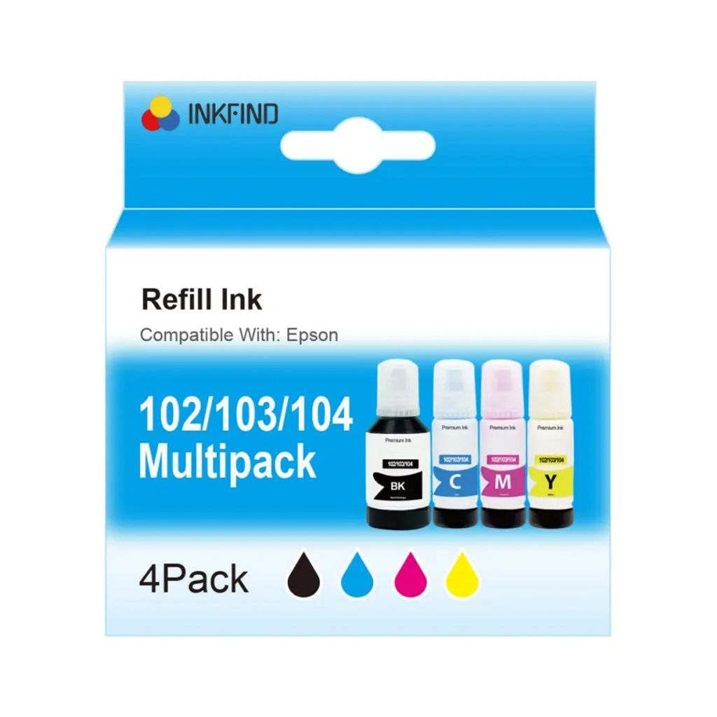 The image shows the packaging of a multipack of refill ink cartridges for Epson printers.