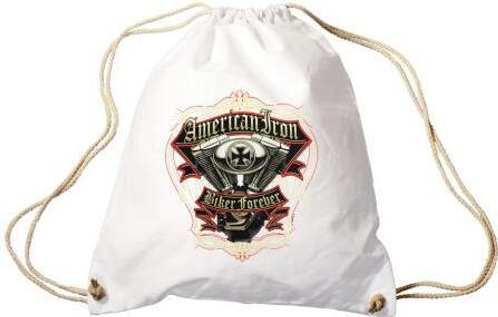 Sporttasche Turnbeutel Trend-Bag Print American Iron Biker Forever TB15701 Color - weiß