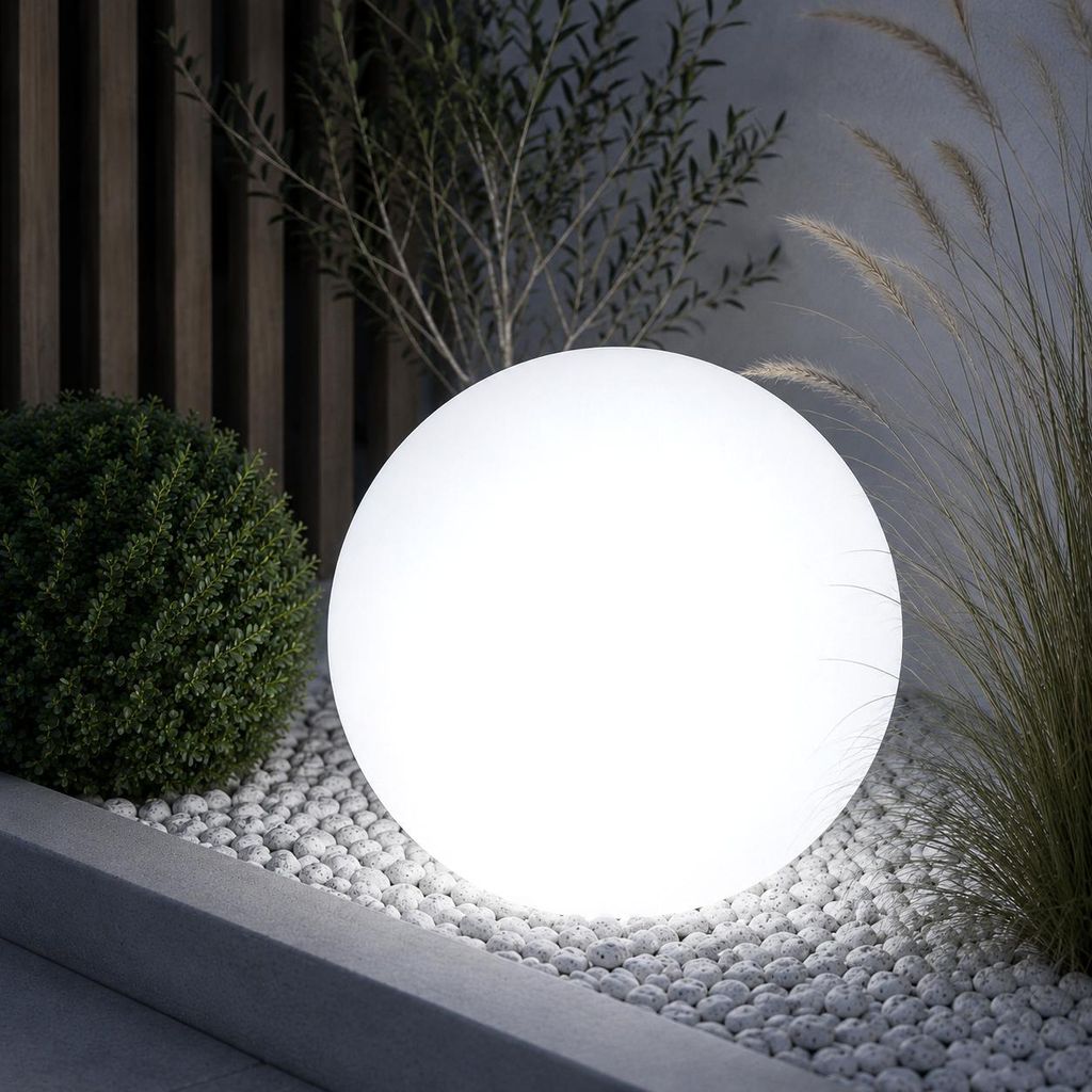 LUMILED Milchig Kugelleuchte 40 cm Außen Außenkugelleuchte Produktbild 