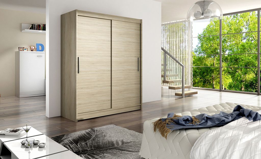 Moderner Kleiderschrank Wanesa – Breite 150 cm, Sonoma