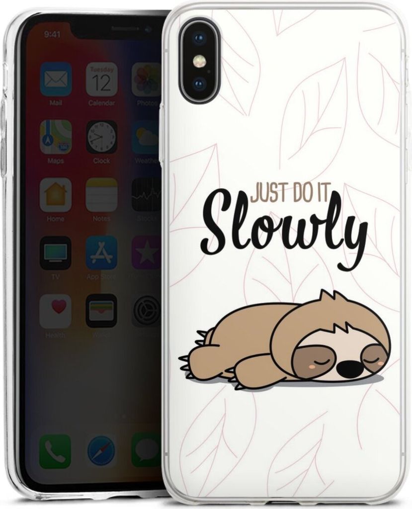 DeinDesign Slim Hülle für Apple iPhone Xs Max Silikon Case Ultra Dünn Handyhülle Faultier Tiere lazy sunday