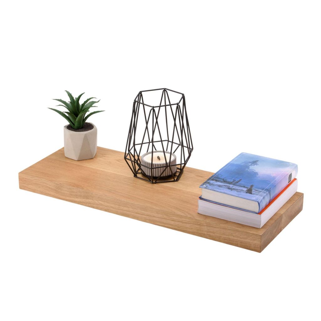 Wandregal Eiche Massiv - 40x22x4 cm gerade Kante – Regal Wand Eichenholz – Hängeregal Schweberegal – Holzregal für Wohnzimmer Küche Flur K...
