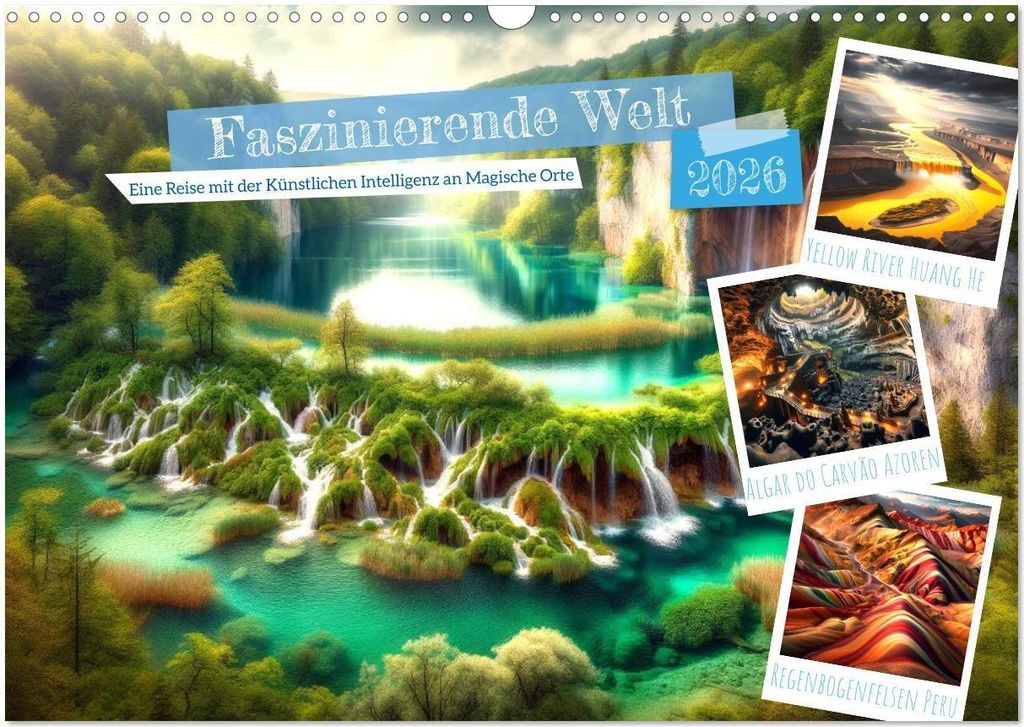 Faszinierende Welt: Eine Reise mit der Künstlichen Intelligenz an Magische Orte (Wandkalender 2026 DIN A3 quer), CALVENDO Monatskalender