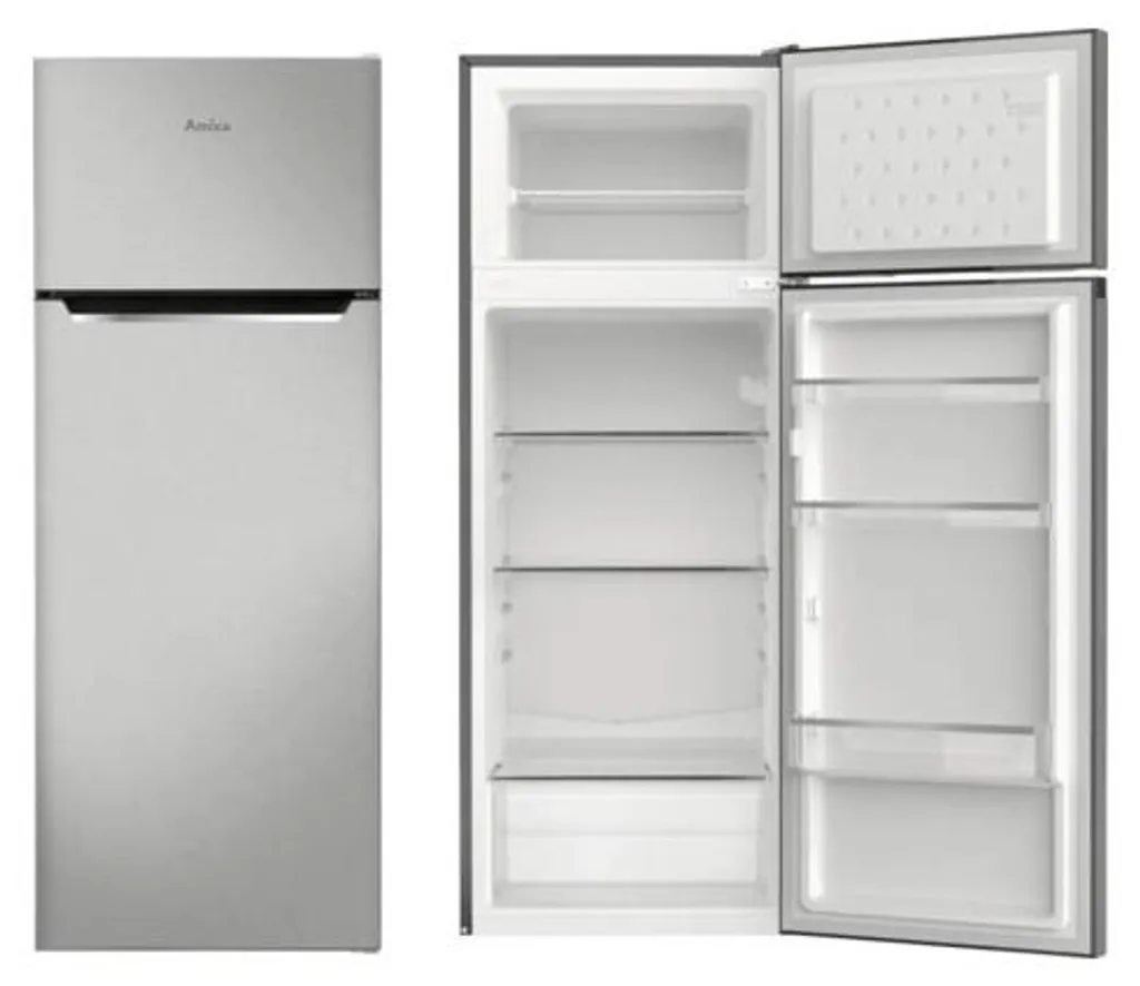 Réfrigérateur combiné inox Amica DT 374 160 E pour cuisine familiale