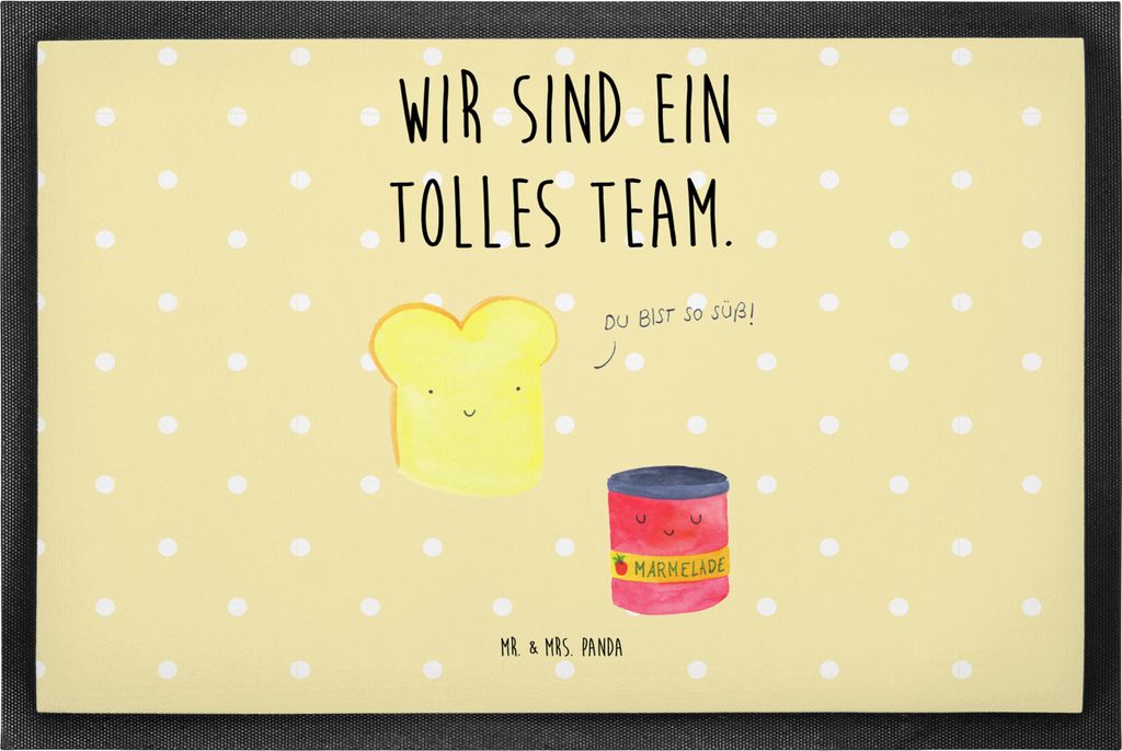 Mr. & Mrs. Panda fußmatte Toast Marmelade 50 x 75 cm - Gelb Pastell - Geschenk, Toastbrot, Schuhabstreifer, abstreifer, Schmutzfangmatte, Brot, S...