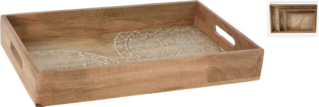 Excellent Houseware Set 3 Vassoi Legno Mango - Robusti e Pratici