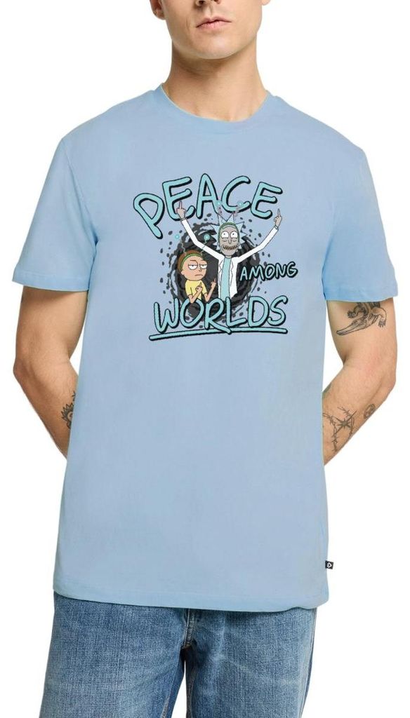 Spreadshirt Rick & Morty Peace Among Worlds Männer Premium T-Shirt, 3XL, Hellblau