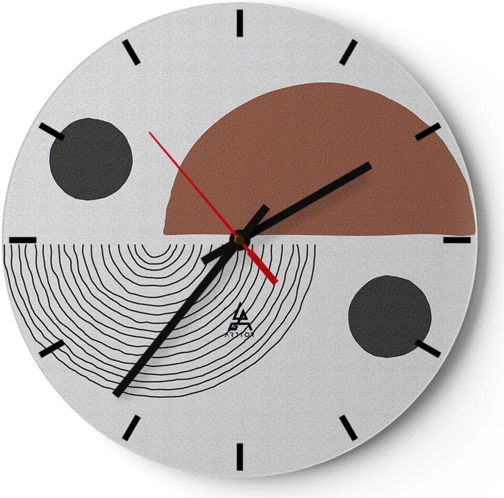 Wanduhr - Rund - Glasuhr - Abstraktion Figuren Geometrisch - 40x40cm - Schleichendes Uhrwerk - Lautlos - zum Aufhängen bereit - Dekoration Modern ...