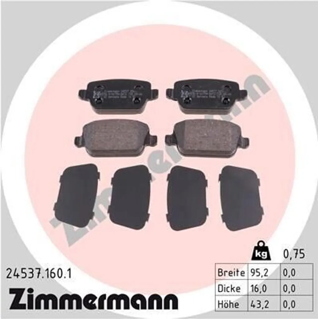 Zimmermann 24537.160.1 Plaquettes de Frein pour Focus II et Mondeo IV