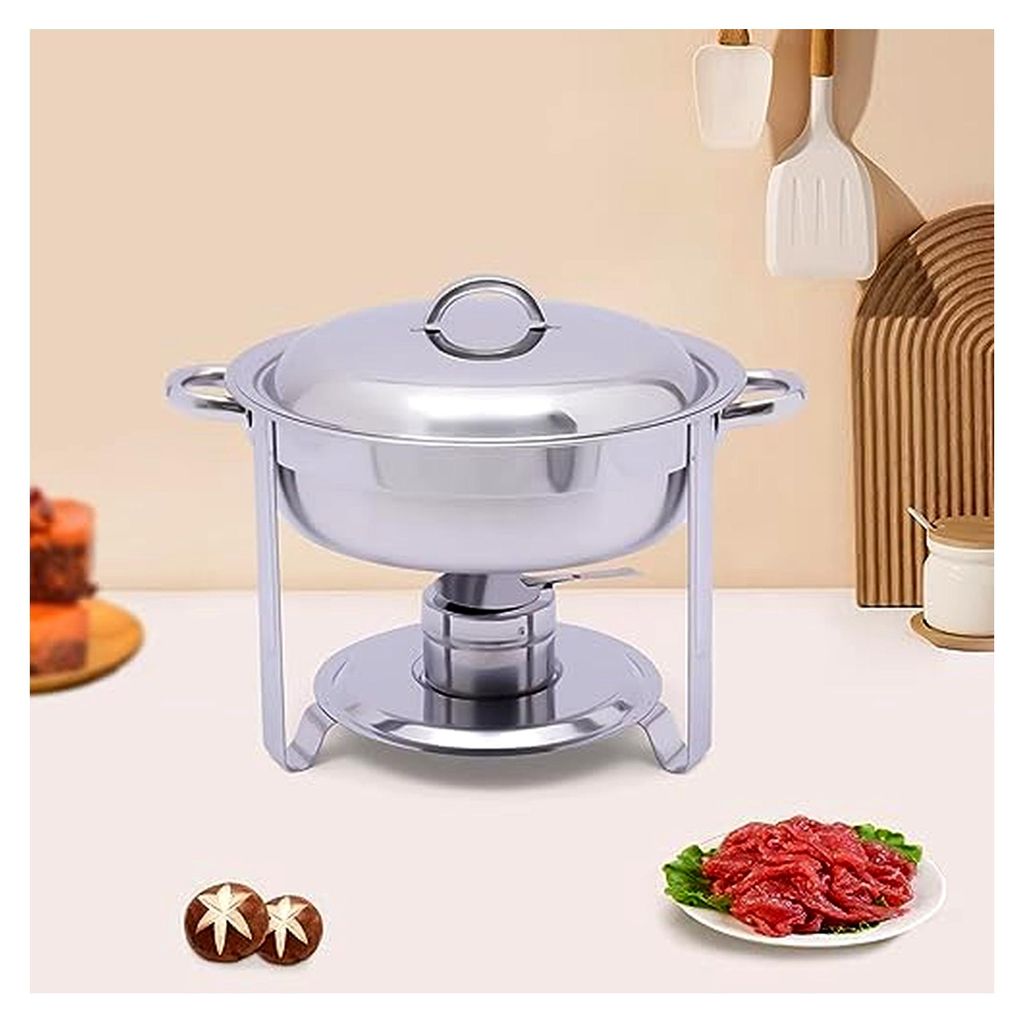 5 Liter 5,2QT Speisenwärmer Suppentopf Wärmebehälter Rund Chafing Dish Edelstahl für Cafeterias, Hotelrestaurants, Schulkantinen, Bankette, Buf...