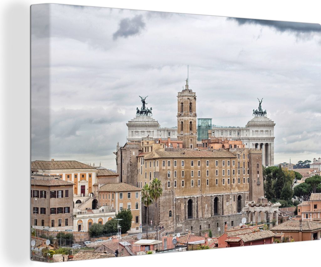 OneMillionCanvasses - Leinwandbilder - 140x90 cm, Rom - Stadt - Bauwerke, Wandbilder Kunstdruck Wanddekoration - Foto auf Leinwand - Gemälde auf...