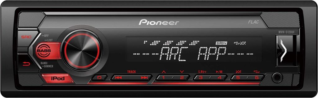 PIONEER MVH-S120UI 1-DIN-Autoradio mit roter Beleuchtung und USB, AUX