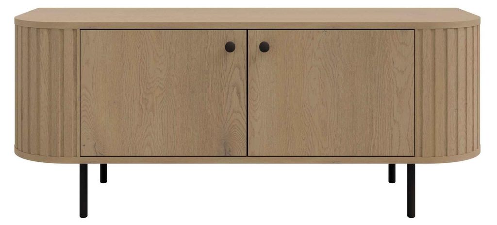 Masseno TV-Schrank BOLLA 123 cm Fernsehschrank mit Schubladen und 2 Türen TV-Lowboard für Wohnzimmer Modern 123x42,3x50 cm Eichefarben