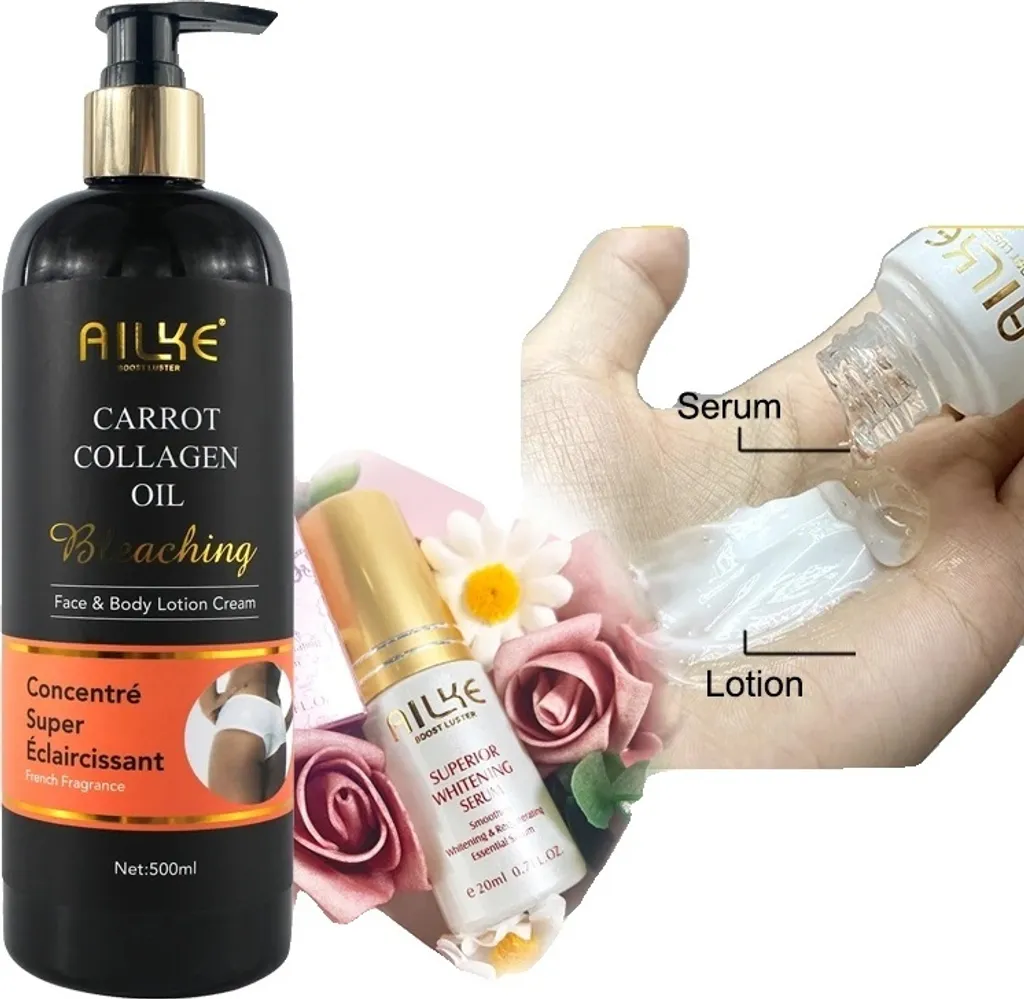 Crema corpo, Formula illuminante, Idratante, Adatta per pelli secche e scure, Set 2 in 1 KAROTTE