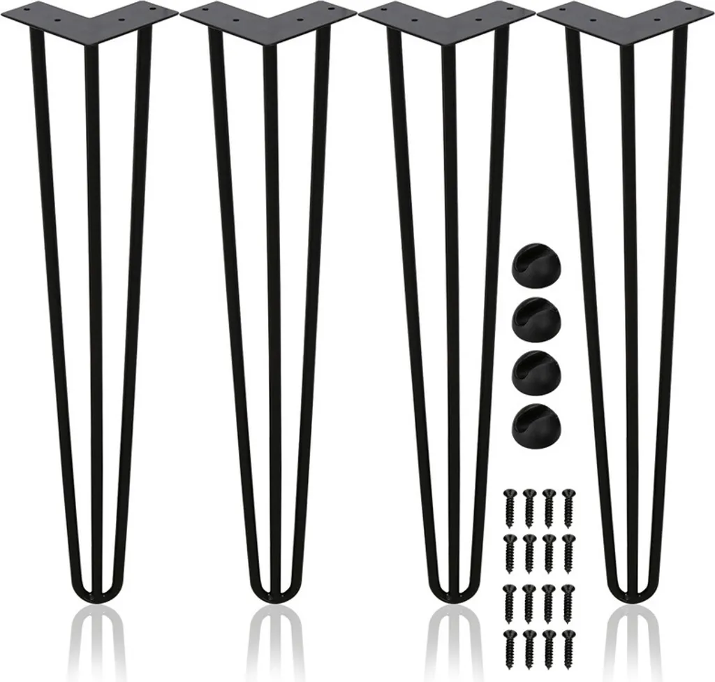 Wolketon Hairpin Legs Lot de 4 Pieds de Table en Épingle Noirs pour DIY