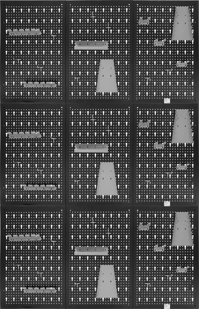 Belko Werkzeugwand Grau 3er Set 120x60 cm | Metall Pegboard inkl. 51-teiligem Haken & Regal | Werkstatt, Garage, Keller