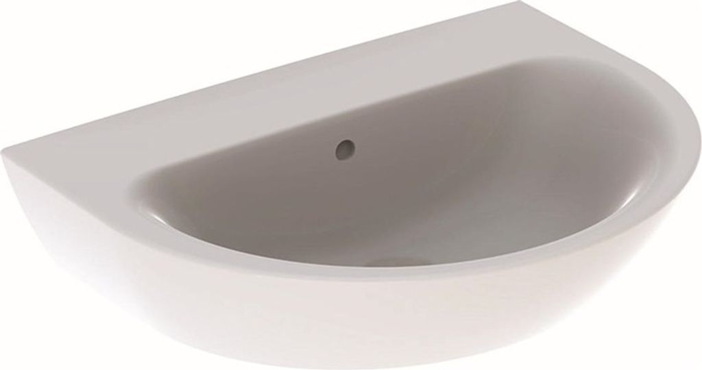 Geberit Renova Waschtisch, ohne Hahnloch, mit Überlauf, Breite: 65cm, 500.663.01.1