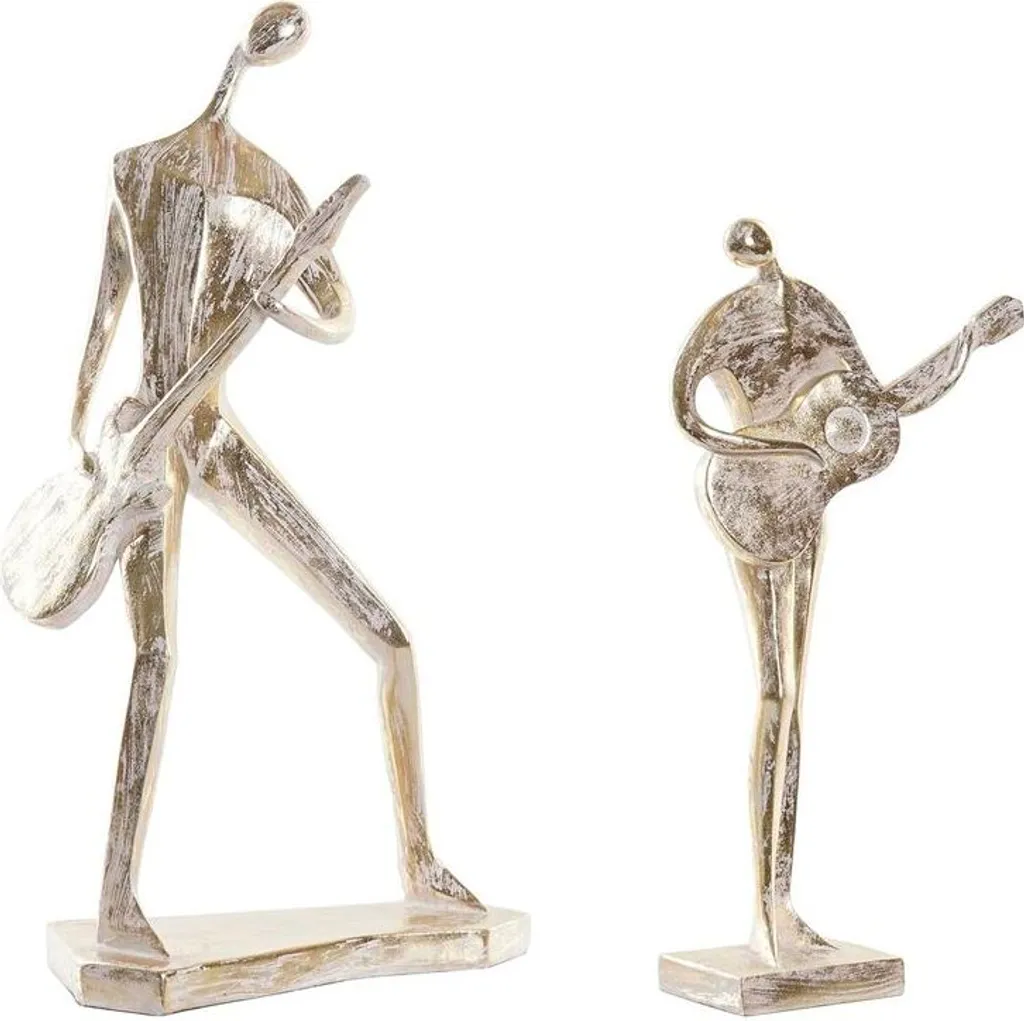 Set de 2 Figurines Musiciens Dorées DKD Home Decor en Résine de Luxe