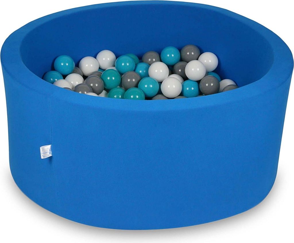 Bällebad 90x40cm azurblau – Mit 300 Bällen / weiß, grau, türkis