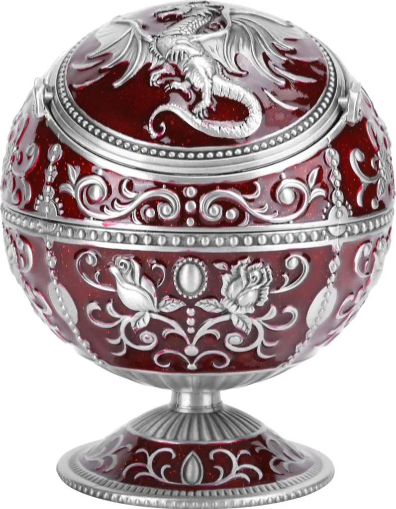 Cendrier Boule avec Couvercle en Forme de Cerf-Volant Couleur Bordeaux Mat
