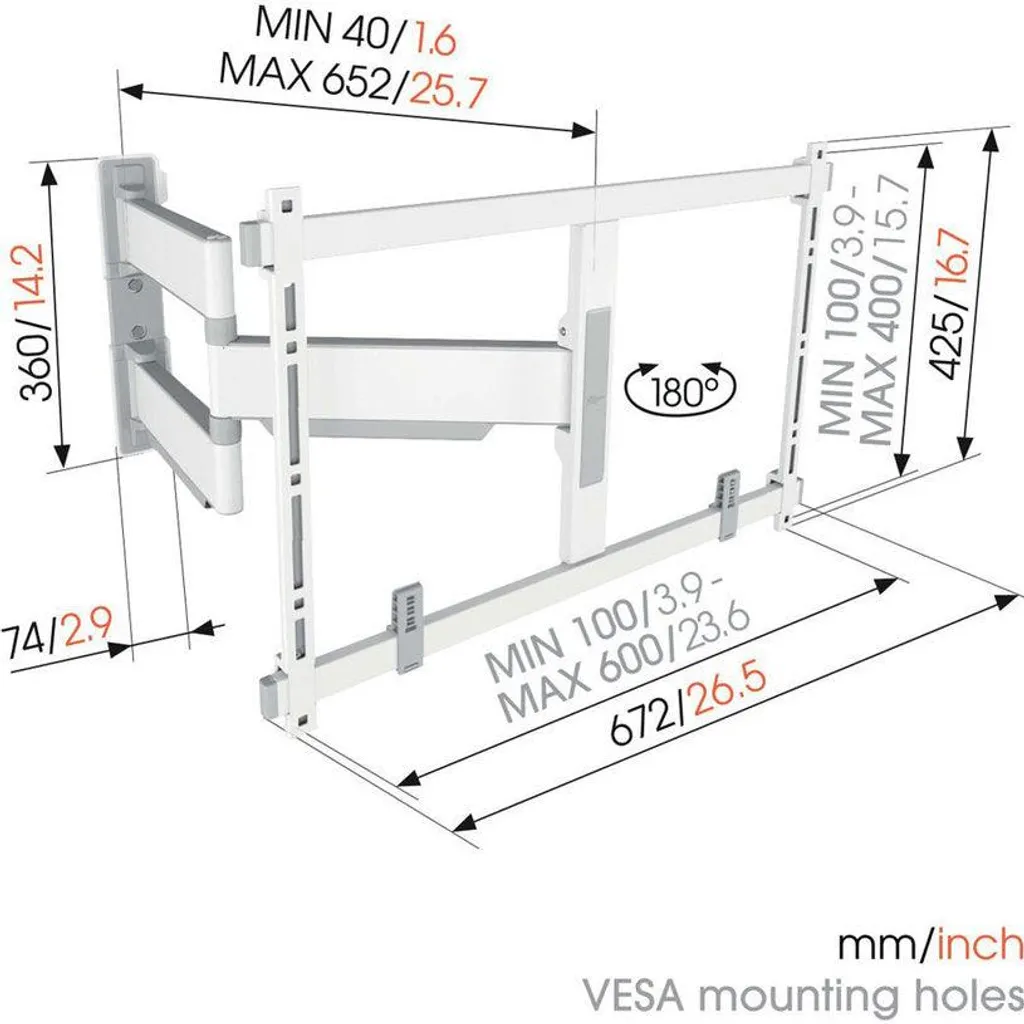 Vogel's TVM 5645 Elite Full-Motion Support mural TV ultra-mince et robuste