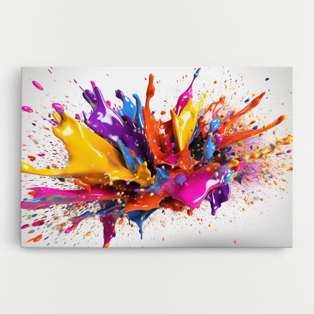 ARTHUB Leinwandbild 50x70 cm, Abstract Splash 3d | Wohnzimmerdekoration, Hängende Bilder, Wanddekoration, Heimdekoration, Abstrakte, Lebendige F...