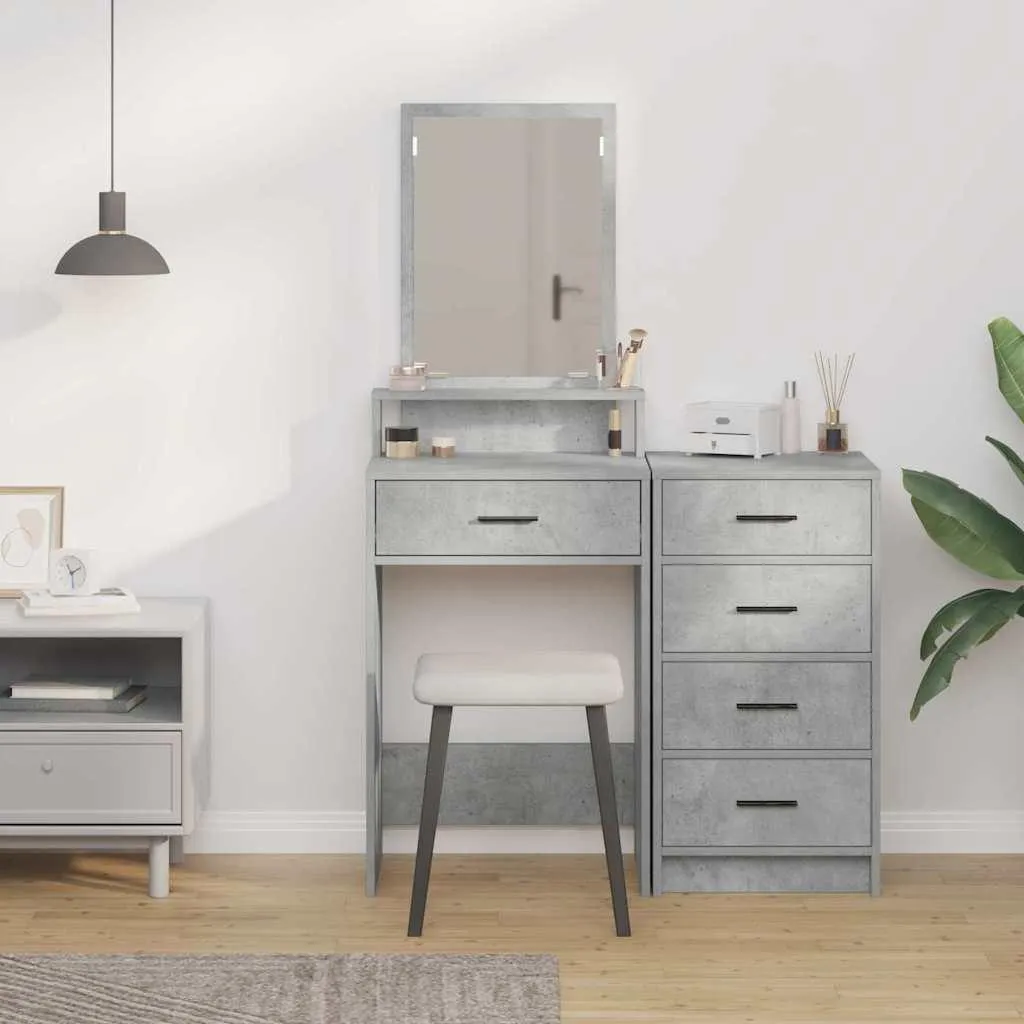 vidaXL Tavolino da Toilette Cemento Grigio 50x41x140 cm Design Moderno - 3