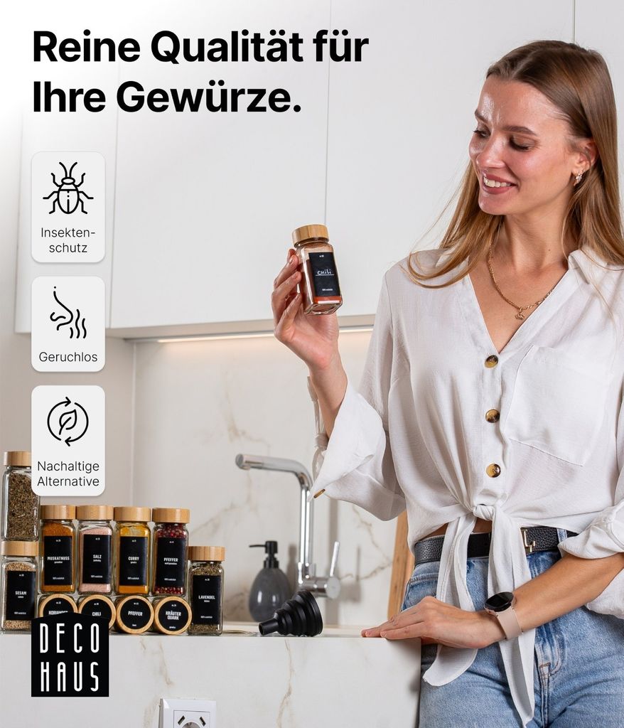 24er Set- DECO HAUS Gewürzgläser mit bambusdeckel Produktbild 5