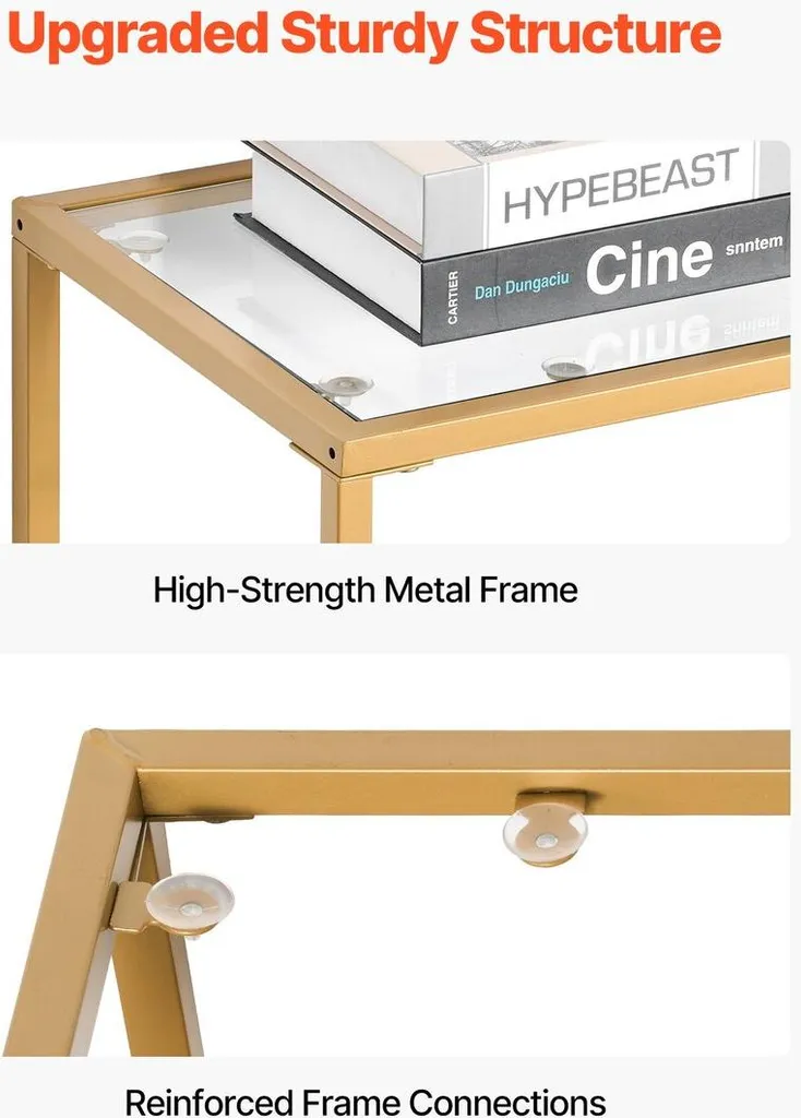 Table console stable anti-chute avec 3 plateaux de rangement chic doré - 5
