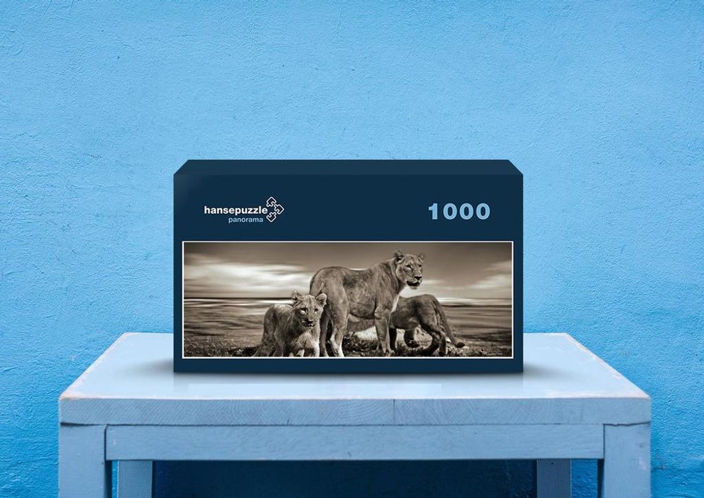 hansepuzzle 82450 - Löwen Puzzle, 1050 Teile, Tierwelt, 60,0 x 46,0cm mit hochwertiger Aufbewahrung, Kartonbox und wiederverschließbarem Beutel
