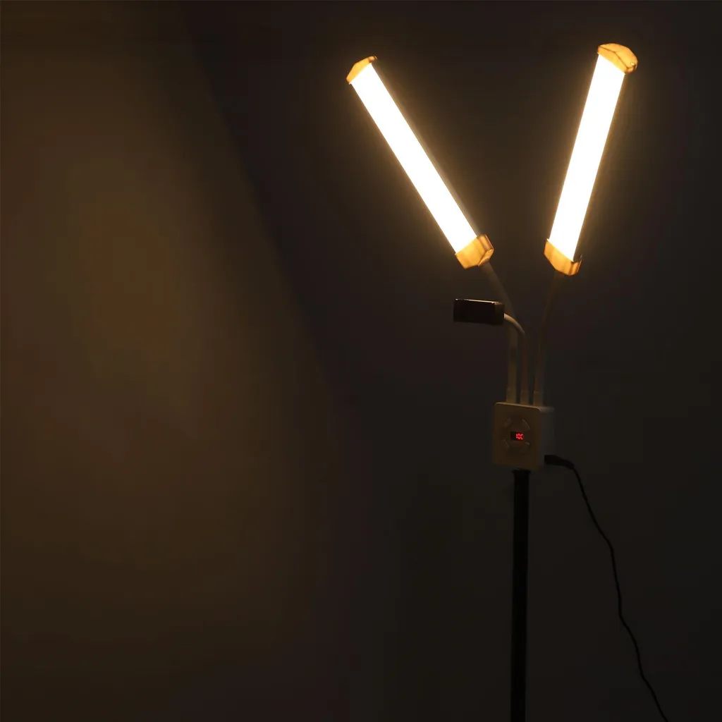 Éclairage de maquillage LED pliable avec bras doubles et support tel - 5