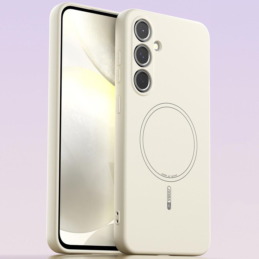 Magnetische Handyhülle für Samsung Galaxy S24+, MagSafe kompatible, Flüssig Silikon Stoßfest Kratzfest Hülle Beige