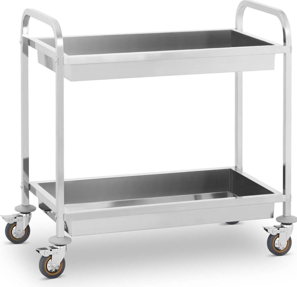 Royal Catering Servierwagen - Edelstahl - 2 Mulden - Ablagen: 83 x 43 cm - 320 kg -